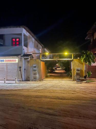 a gas station at night with lights on at Novo Apê Fabiano in Jericoacoara