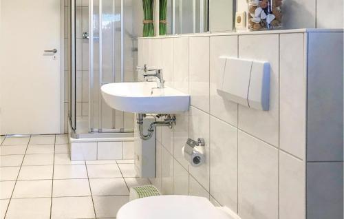 a bathroom with a sink and a toilet at Windrose in Gollwitz