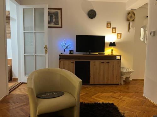 Televízia a/alebo spoločenská miestnosť v ubytovaní Sweet apartman Maša