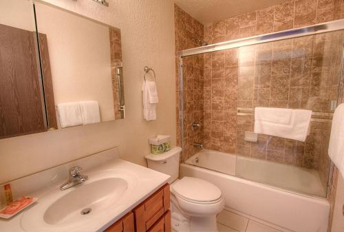 a bathroom with a sink and a toilet and a shower at Life's Better The Milky Way condo in Stateline