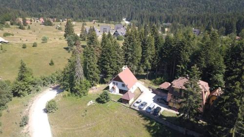 an aerial view of a house in the woods at Vila Ivana in Mitrovac