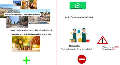 una captura de pantalla de la página de Facebook de un sitio web en Cadre de rêve mais vous faites le ménage- very good prices but you have to clea-n th-e flat, en Cannes