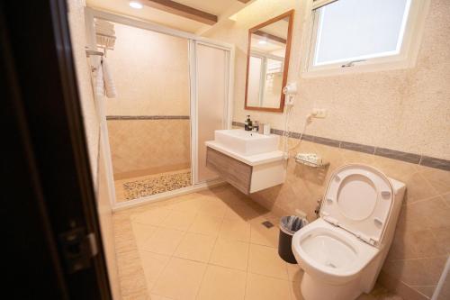 een badkamer met een toilet en een wastafel bij THEDAY B&B in Magong