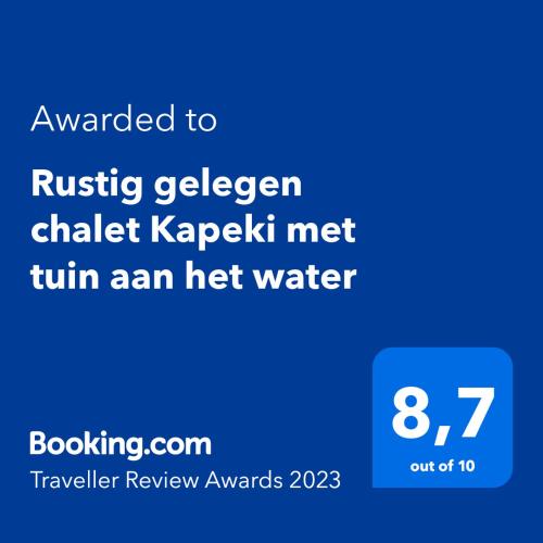 a screenshot of a phone with the text wanted to rustyiger chicken chicken krab at Rustig gelegen chalet Kapeki met tuin aan het water in Geel