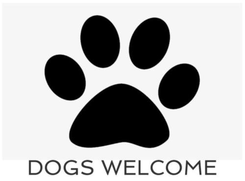 a black dog paw print with the words dogs welcome at Idyllic Cottage near Padstow in Little Petherick