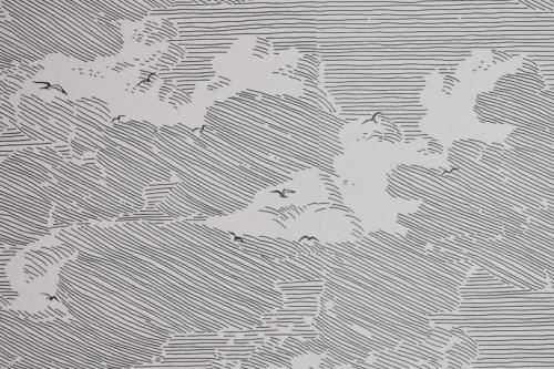 a black and white drawing of leaves on a paper at Les Chants d'Ailes - Hôtel Face Mer in La Turballe