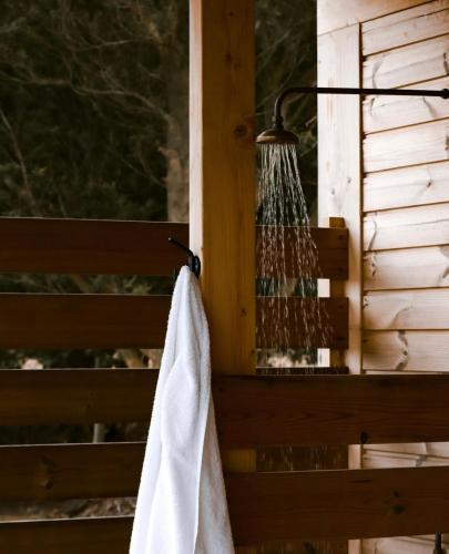 a towel hanging on the side of a window at Hemel 'N Aarde Stud in Hermanus