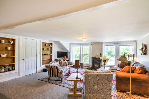 a living room with two couches and a tv at Manchester Center Retreat with Mtn View, Near Skiing in Manchester Center
