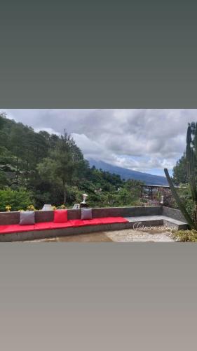 a room with a view of a mountain at Villa puncak bogor Imah mang iding in Bogor
