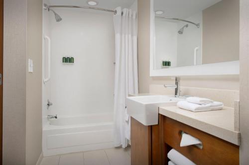 a bathroom with a sink and a tub and a shower at SpringHill Suites by Marriott Huntsville West/Research Park in Huntsville