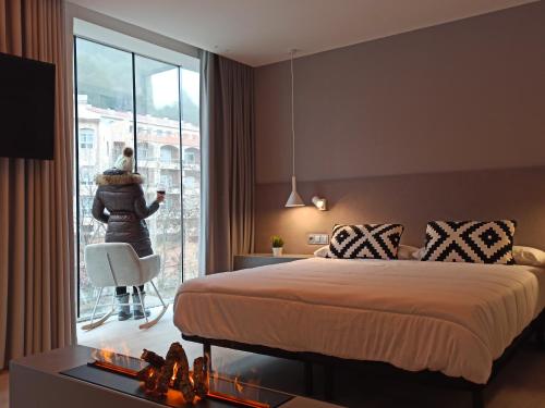 Postel nebo postele na pokoji v ubytování Hotel Marrodan Arnedillo