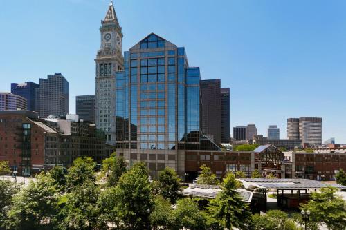 a view of a city with a clock tower at Boston Marriott Long Wharf in Boston