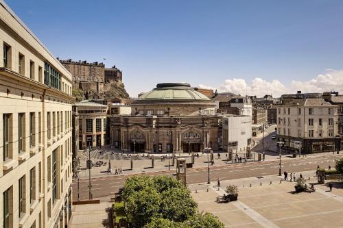 a view of a city street with a building at Sheraton Grand Hotel & Spa in Edinburgh