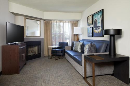 a living room with a couch and a tv at Residence Inn San Diego Carlsbad in Carlsbad