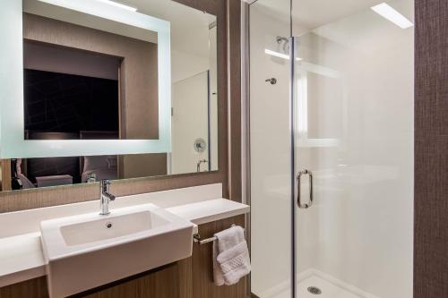a bathroom with a sink and a shower at SpringHill Suites by Marriott Chambersburg in Chambersburg