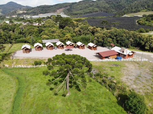 an aerial view of a resort on a hill at Pousada Caminhos da Serra in Bom Retiro