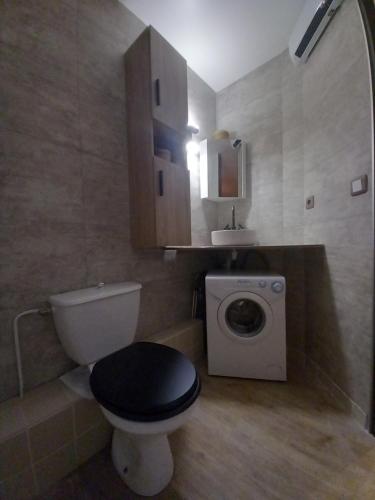 a small bathroom with a toilet and a sink at Rose côté Mer studio et garage, entrée autonome in La Grande-Motte