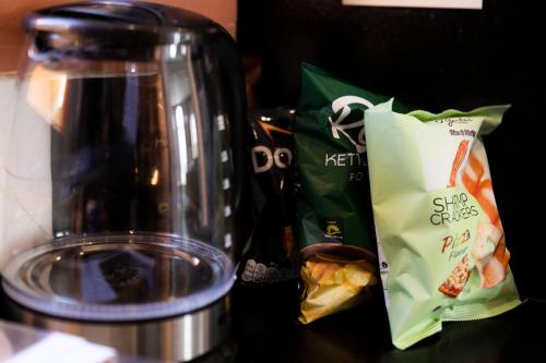 a blender sitting on a counter with a bag of food at El Gouna Elite Worldwide Sea & Garden Residences - Hurghada, Egypt in Hurghada