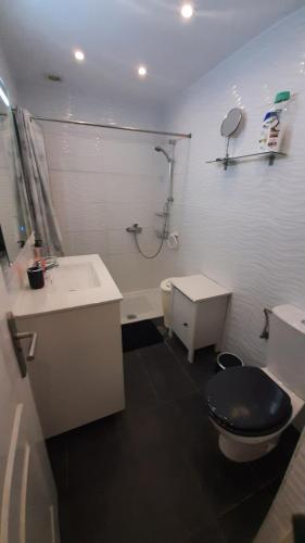 a bathroom with a toilet and a sink and a shower at Apartamento Hakuna Matata in Costa Del Silencio