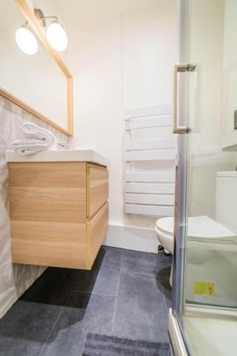 une salle de bain avec un lavabo et des toilettes dans l'établissement L'Indigo Urbain - 1 Chambre, à Brive-la-Gaillarde
