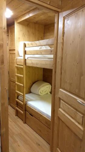 - une chambre avec des lits superposés dans une cabine dans l'établissement Woody Studio Les Menuires, à Levassaix