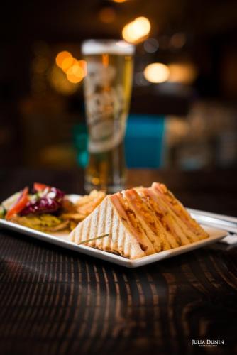 a plate of food on top of a table at Nox Hotel Galway in Galway