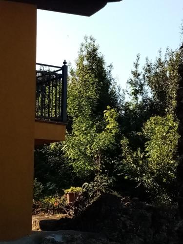 a balcony of a house with trees in the background at Posada La Canal in Ubiarco