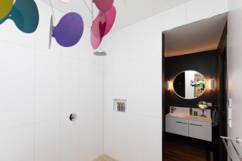 a bathroom with a sink and a mirror at 187 Merrijig in Merrijig