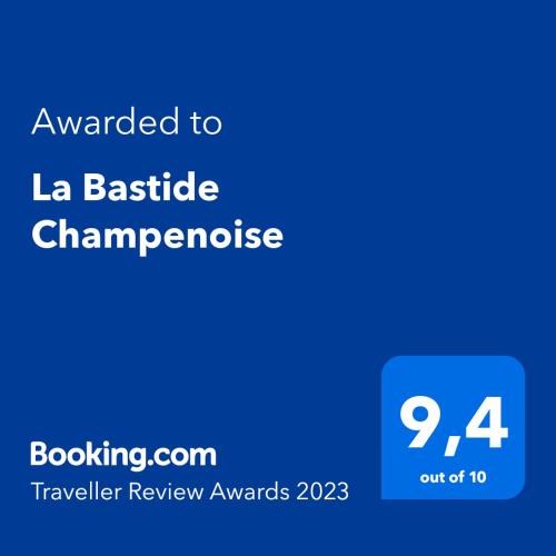 a blue screen with the text awarded to la bistritomanacmanacmanacmanac at La Bastide Champenoise - Chambres d'hôtes in Villers-Allerand