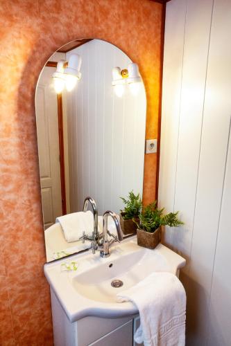 a bathroom with a sink and a mirror at Cafe de france Eauze in Eauze