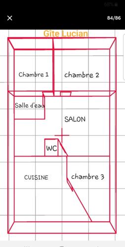 a diagram of a box with a red line at Les 3 mômes in Pontorson