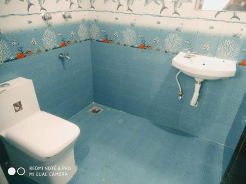 a bathroom with a toilet and a sink at BlueMoon Homestay in Puducherry