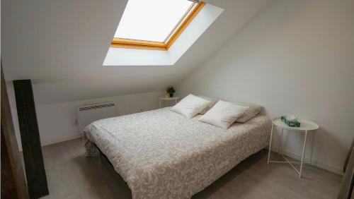 - une chambre avec un lit et une lucarne dans l'établissement # Le 5 # Beau Studio rénové, tout équipé, au calme, Mulhouse centre, à Mulhouse