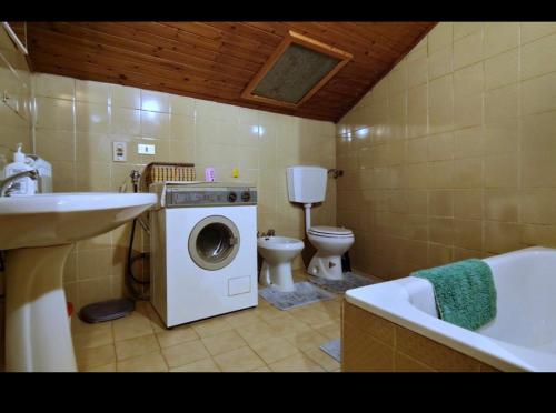 łazienka z pralką i toaletą w obiekcie CASA MENFREY w mieście Verrayes