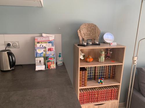 DampmartにあるLe MozaïcStudio IDEAL DISNEYLAND ET PARISの本棚付きの部屋