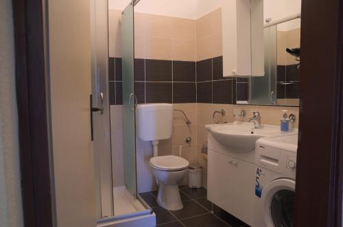 a small bathroom with a toilet and a sink at Fei Fei Apartments 2 in Račišće