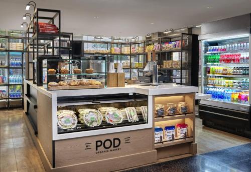a food counter in a store with food on display at Loews Philadelphia Hotel in Philadelphia