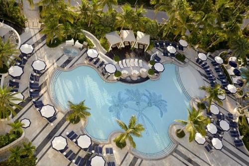 an overhead view of a pool at a resort at Loews Miami Beach Hotel in Miami Beach
