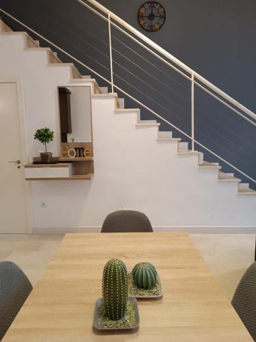 a conference room with a table with a cactus on it at CriteriaHome! nice&easy in Madrid