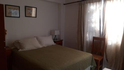 Cama o camas de una habitación en Acogedora Habitación en el Centro de Santiago