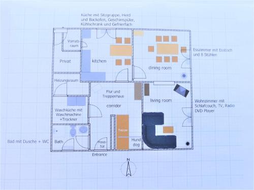 a drawing of a floor plan of a house at Ferienhaus Clarissa in Allenbach