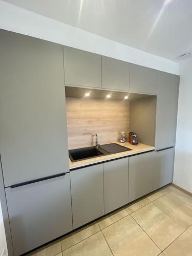 Dapur atau dapur kecil di Villa avec piscine entièrement rénovée à 5min de la plage de pinia
