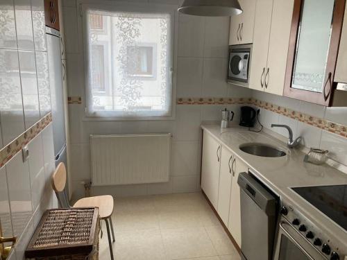 a small kitchen with a sink and a sink at La Catedral Home in Burgos