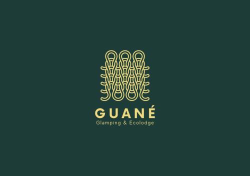un logotipo verde y amarillo para una empresa de juegos y tecnología en Guané Glamping & Ecolodge - Oriente Antioquia, en Guarne