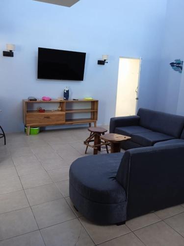 Télévision ou salle de divertissement dans l'établissement Hotel Mono Azul