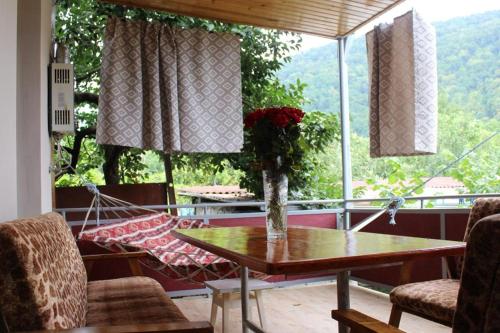 Habitación con hamaca en una mesa frente a una ventana en Green Corner en Lagodekhi