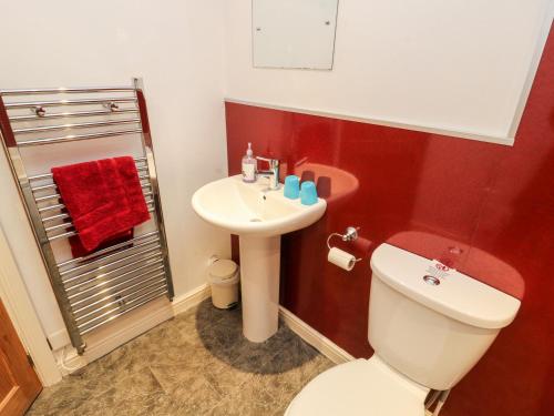 ein Badezimmer mit einem weißen WC und einem Waschbecken in der Unterkunft Nuthatch in Ivegill