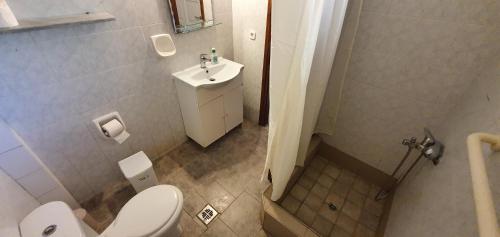 アギオス・ゲオルギオス・パゴンにあるKaterina Apartmentsの小さなバスルーム(トイレ、シンク付)