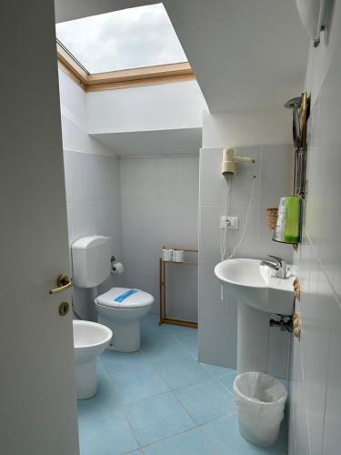 a bathroom with a toilet and a sink at Hotel Irene in Lignano Sabbiadoro