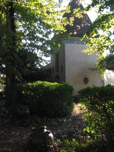 a building with a yard with trees and bushes at Grande Maison Mirabelensis - chambres d'hôtes in Mirabel